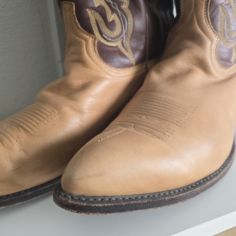 DAN POST Soft Leather Cowboy Boots Tan Men's 13 - Picture 2 of 13